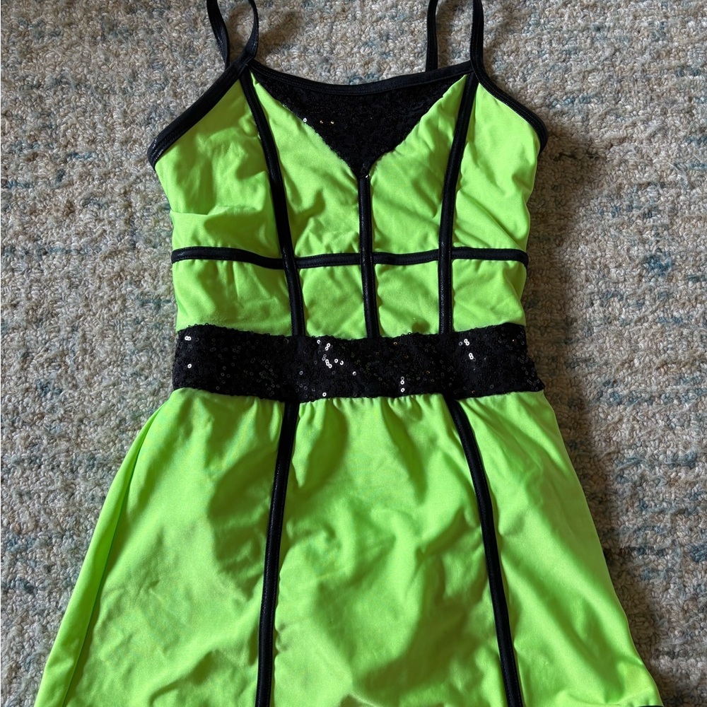 Girls Dance Costume with Black Sequence Accent